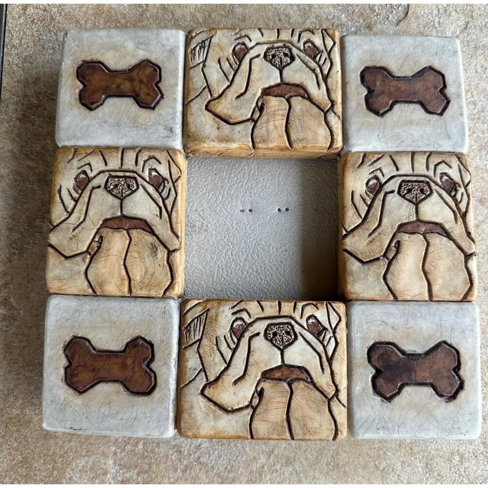 1998 UDC Bulldog Dog Puppy Frame, for 3X3 photo, heavy substantial Picture Frame